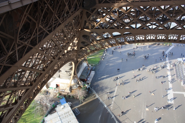 People like ants under the Eiffel Tower