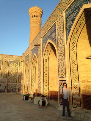 Rosie in Kalon mosque in Bukhara